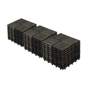 Aukfa 12x12" Interlocking Wood Deck Tiles - Waterproof Outdoor Flooring for Patio, Balcony, Pool - Easy DIY - 1 of 4