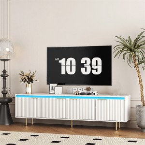 TV Stand for TVs up to 80", Modern Fluted Entertainment Center with Storage Cabinets, Wood TV Console Table Media Cabinet for Living Room Bedroom - 1 of 4
