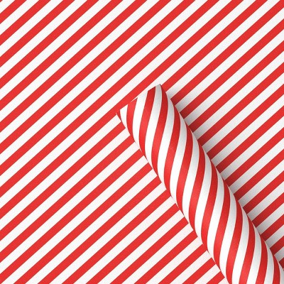 30" 20 sq ft Christmas Roll Wrap Red/White Diagonal Stripes - Wondershop™