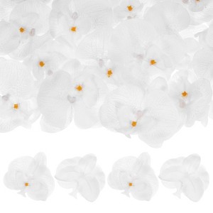 Unique Bargains Silk Plastic Durable Handcrafted Artificial Orchid Flower Heads 20 Pcs - 1 of 4