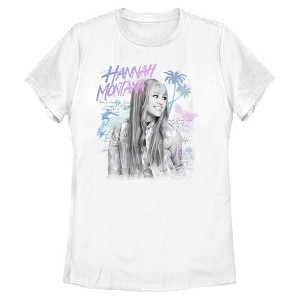 Womens Hannah Montana Pop Star Palm Tree T Shirt - 1 of 4