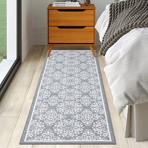 coucheta Washable Runner Rug, Modern Floral Entryway Carpet Non Slip Hallway Runners Indoor, Living Room Rug Low Pile Non-Shedding Carpe - 1 of 4