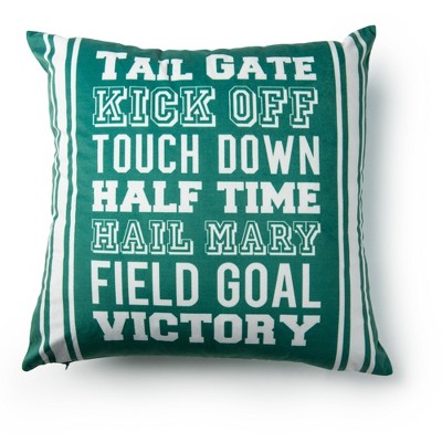 18"x18" Football Words Decorative Throw Pillow Green - SureFit