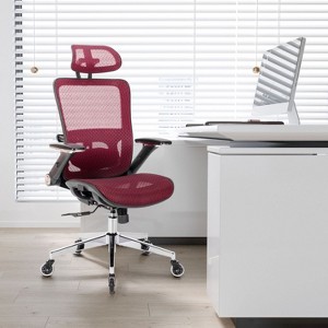 Ergonomic Mesh Office Chair-Adjustable Headrest with Flip-Up Arms, Tilt and lock Function, Lumbar Support and Blade Wheels, Metal legs-The Pop Home - 1 of 4