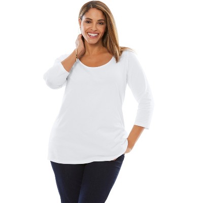 Jessica London Women's Plus Size Stretch Cotton Scoop Neck Tee