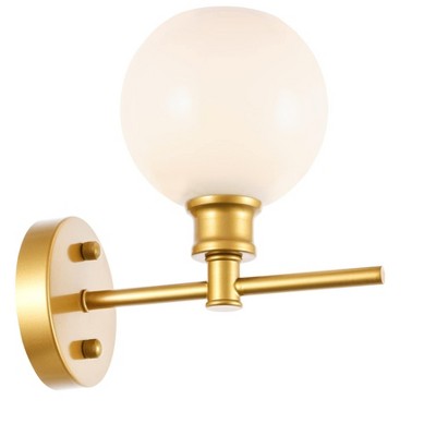 Elegant Lighting Collier 1 light Brass and Frosted white glass Wall sconce