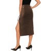 Womens Fashionable PU Leather Pencil Skirt Side Slit Slim Fit Skirt Drawstring - 2 of 4