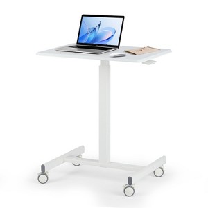 IULULU Mobile Standing Desk, Small Rolling Desk with Wheels, Pneumatic Adjustable Workstation for Home - 1 of 4