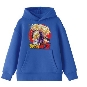 Bioworld Dragon Ball Z Super Saiyan Heroes Boy's Royal Blue Sweatshirt - 1 of 2
