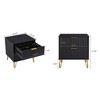 Gulches Black 2-Drawer Fluted Nightstand, Modern Glam MDF Side Table with Gold Metal Legs/Handles, Tool-Free "Snap It" Assembly for Bedroom - 2 of 4