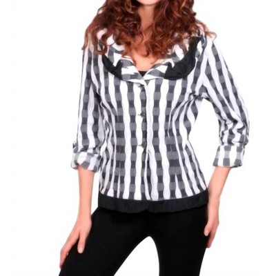 Women's Checkerboard Ruffled Cardigan - ANGEL