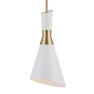 Uttermost Eames 8" Wide White Antique Brass Mini Pendant