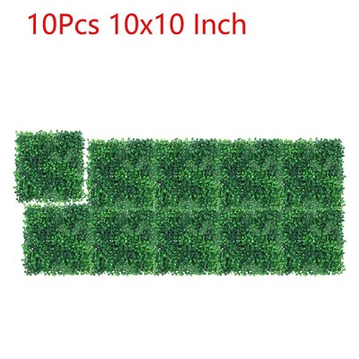 10PCS 10"x10" Grass Wall Artificial Boxwood Panels Wall Hedge Decor With Zip Ties
