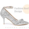 BLISSFUL STEP Women's Rhinestone Bow Glitter Pointed Toe Stiletto Heel Pumps - 4 of 4
