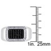 EVERLY JEWELRY | Sterling Silver Mens Halo Black Spinel and White Sapphire Square Ring - 3 of 4