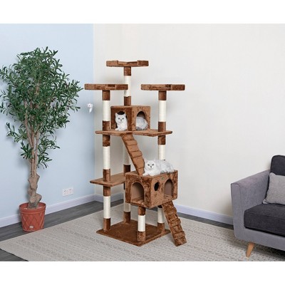 Go Pet Club Classic Cat Tree Furniture with Sisal Scratching Posts - Brown - 72"