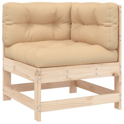 vidaXL Modular Corner Sofa - Solid Unfinished Pine Wood - Outdoor Sectional Set with Thickly Padded Cushions - Easy Assembly