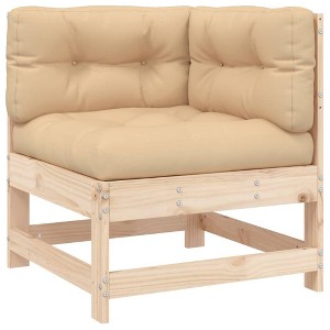 vidaXL Modular Corner Sofa - Solid Unfinished Pine Wood - Outdoor Sectional Set with Thickly Padded Cushions - Easy Assembly - 1 of 4
