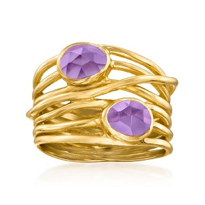 Ross-Simons 1.30 ct. t.w. Amethyst Highway Ring in 18kt Gold Over Sterling - 1 of 4