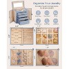Synthetic Leather Huge Jewelry Box Mirrored Watch Organizer Necklace Ring Earring Storage Lockable - 3 of 4