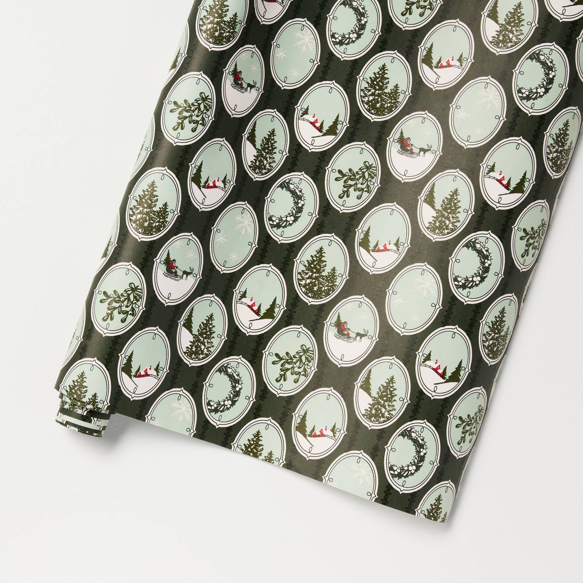 30 sq ft Christmas Icons Wrapping Paper Green - Hearth & Hand™ with Magnolia