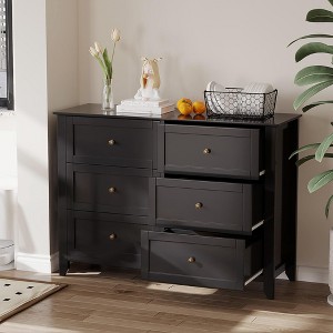 6 Drawers Dresser for Bedroom, Modern Dresser with Deep Drawers and Nickel Round Handle, Wooden Bedroom Drawer Dresser,for Bedroom,Living Room - 1 of 4