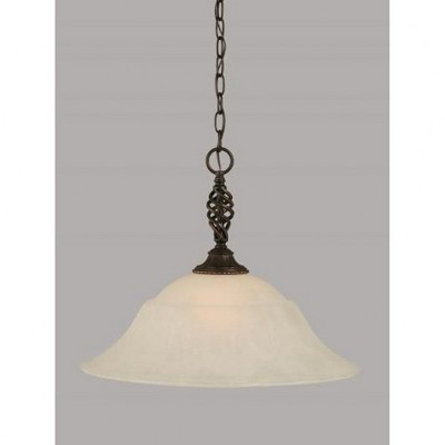Toltec Lighting Elegante 1 - Light Pendant in  Dark Granite with 20" White Marble Shade
