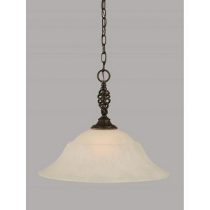 Toltec Lighting Elegante 1 - Light Pendant in  Dark Granite with 20" White Marble Shade - 1 of 1