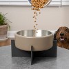 THE LICKER STORE Intersecta Small/Medium Concrete & Stainless Steel Bowl 16oz (2 Cups) w/ Metal Stand Pet Feeder - 2 of 4