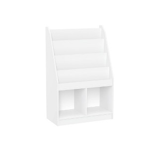 RiverRidge Kids' Bookshelf and Toy Storage Organizer with 4 Bookracks and 2 Cubbies White: Toddler & Childrens Bookshelf - 1 of 4