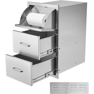 COZONY Outdoor Kitchen Double Drawer, Stainless Steel Access Storage with Paper Towel Holder for BBQ Island Grill Station - 1 of 4