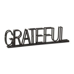 HomeRoots 17" Black Metal Grateful Tabletop Sign - 1 of 4