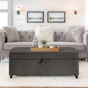 NicBex Modern 45" Linen Fabric Storage Bench with Wheels for Bedroom and Living Room - 1 of 4