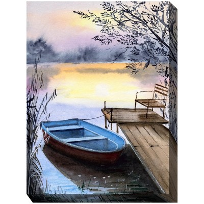Cottage Garden West of The Wind Done for The Day Blue, Brown, Yellow 30 x 40 Inch Waterproof Gallery Wrapped Canvas, Outdoor Garden, Yard, Patio All