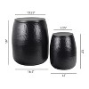 happimess Merida Modern Rustic Hammered Metal Drum Storage Side Table with Lid - 3 of 4