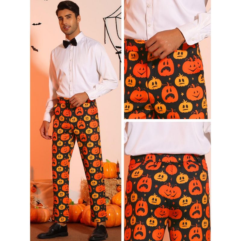 Lars Amadeus Men's Funny Party Cosplay Costume Halloween Pumpkin Printed Pants, 5 of 6