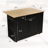 Rolling Kitchen Island Cart with Power Outlet & Drop Leaf, Kitchen Storage Cabinet on Wheels with 3 Drawers, Spice Rack & Towel Rack - 2 of 4