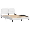 vidaXL Bed Frame with Headboard White Faux Leather Full Size 81.9"x55.9"x29.3" Modern Design with Foam Pillow - 2 of 4