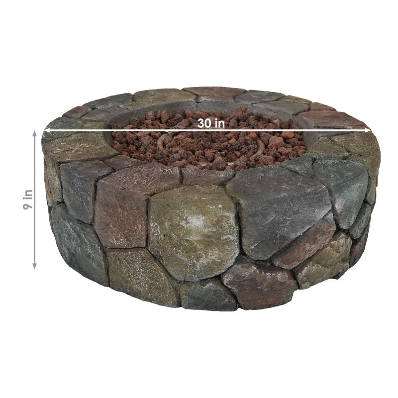 Sunnydaze Outdoor Cast Stone Propane Gas Fire Pit Heater Kit with Lava Rocks - 30" Diameter, 4 of 15