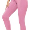 Slickblue Women's Body Shaper Yoga Leggings, High Waist with Hook Closure, Side Pockets, Pink, Size S-XL - 3 of 4