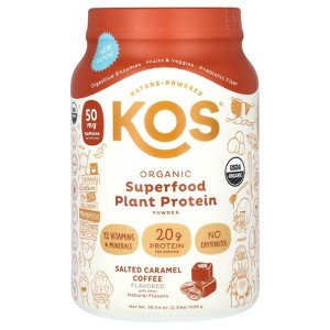 KOS Organic Superfood Plant Protein Powder, Salted Caramel Coffee, 2.3 lbs (1,036 g) - 1 of 2
