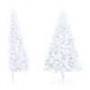 vidaXL Artificial Half-Christmas Tree - White 82.7" PVC Tree with LED Fairy Lights - Space-Saving Design with Steel Stand - 3 of 4