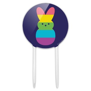 Peeps Rainbow Striped Bunny Peep Acrylic Cake Topper - 1 of 4