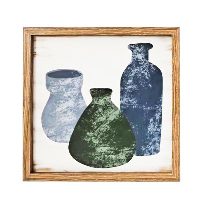 VIP Wood 12 in. Blue Bottle Art Print Wall Decor