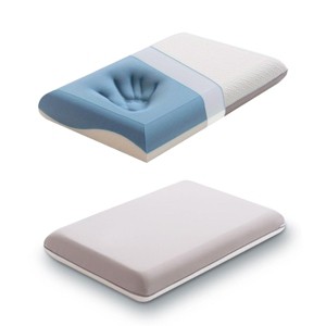 Dyonery 3.25" Memory Foam Firm Pillows for Sleeping, with Two-Sided Reversible Cover,Medium Firm Gusseted Gel Pillows for Back & Side Sleepers - 1 of 4