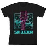 Minecraft Neon Pink Skeleton Youth Boys Black T-Shirt