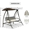 Syemin Patio Swings 3-Seat Patio Swing Chair, Outdoor Porch Swing with Adjustable Canopy and Steel Frame, Patio Swing Glider for Garden, 73"*52"*70" - 3 of 4