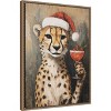 Amanti Art Cheetah Festive Cocktail Santa Hat by The Creative Bunch Studio Canvas Art Framed - 2 of 4