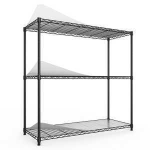 Fontoi Baker's Racks, 3 Tier Wire Shelf, Utility Metal Large Storage Rack, Height Adjustable Heavy Duty Organizer, Black, 48"*22"*18" - 1 of 4