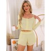 INSPIRE CHIC Women's Long Sleeve Button Shirts with Shorts 2 Pcs Pajamas Set - 3 of 4